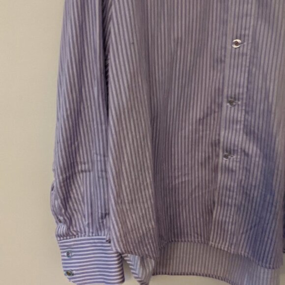 Robert Graham Purple White striped button up dress shirt 3XL - Picture 13 of 16